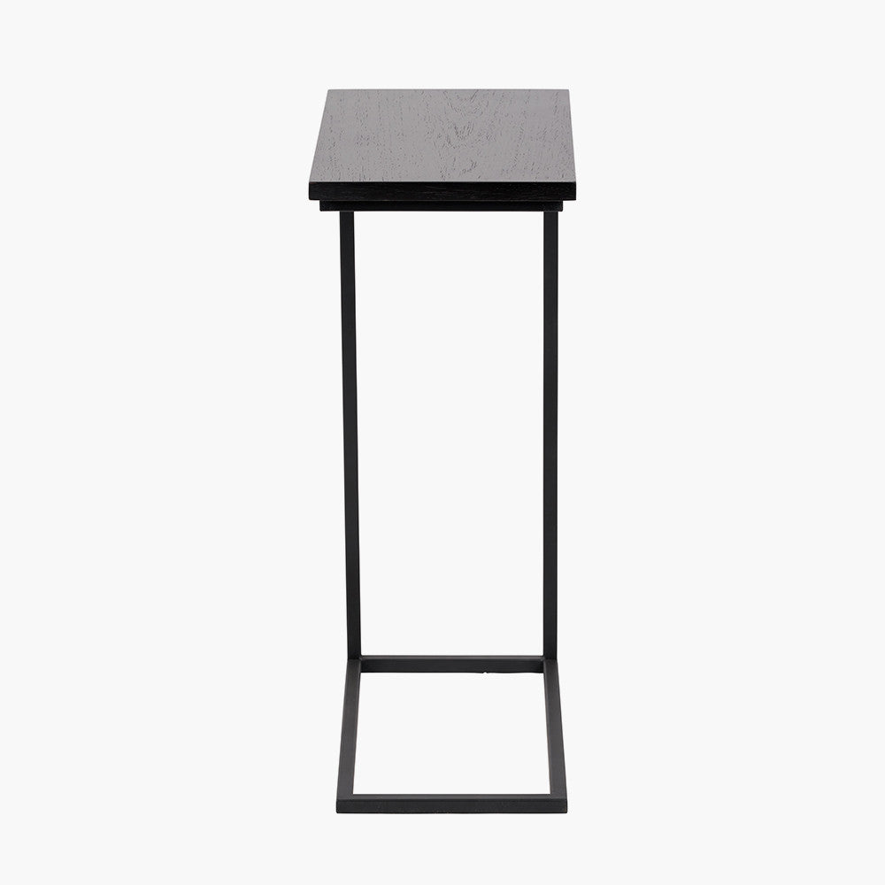 Soho Black Ash Wood & Black Metal Supper Side Table